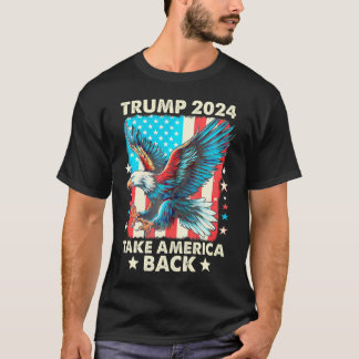 T-shirt Trump 2024 Reprendre l'Amérique Bald Eagle Us Drap