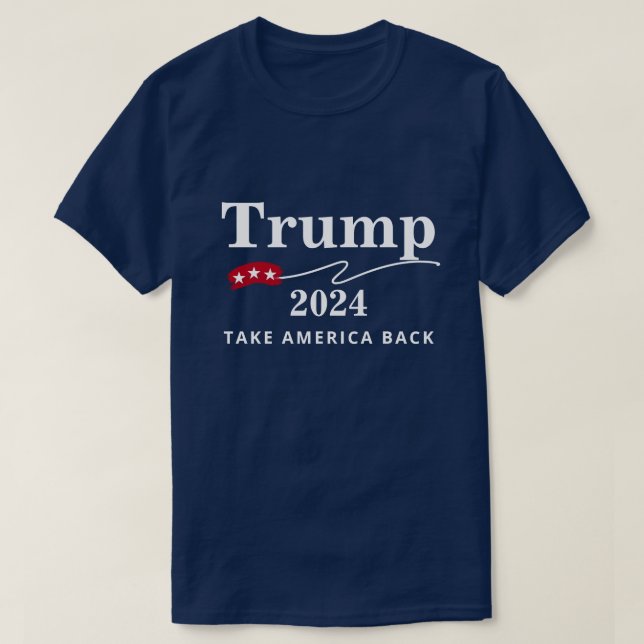 T-shirt Trump 2024 Reprendre l'Amérique Rouge, Blanc et Bl (Design devant)