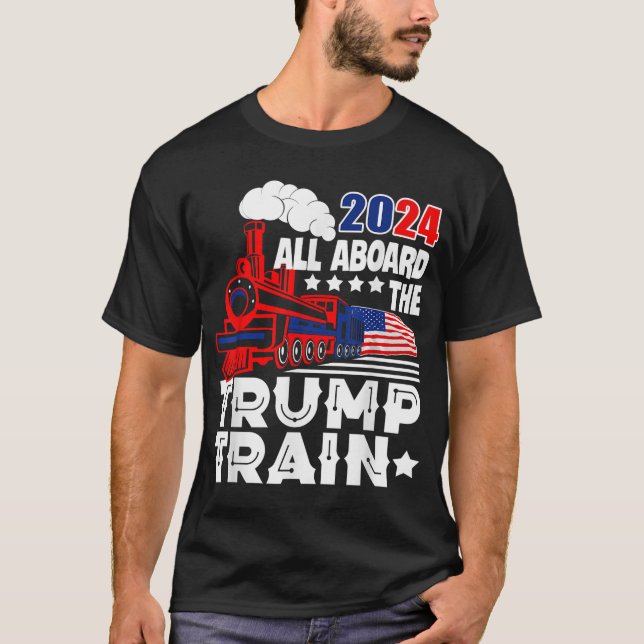 T-shirt Trump 2024 Tous à bord du Trump Train USA American (Devant)