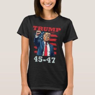 T-shirt Trump 45-47 Conception Présidentielle Audacieuse P
