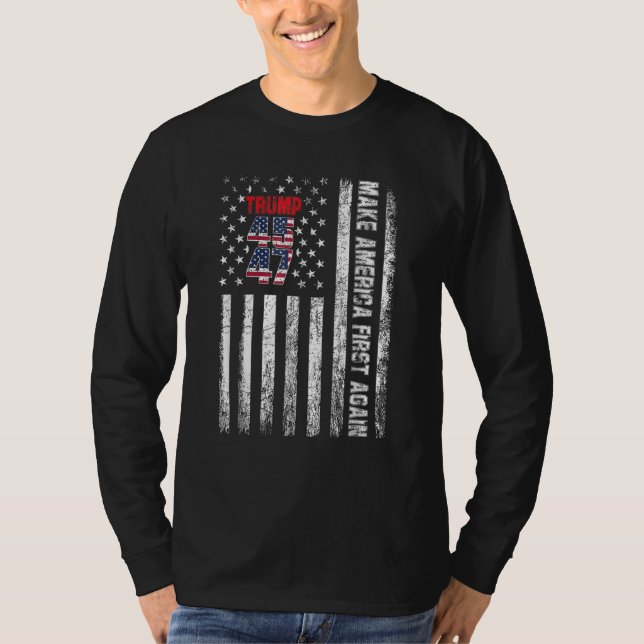T-shirt Trump 45 47 Drapeau américain (Devant)