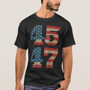 T-shirt Trump 45 47 Drapeau Vintage américain Retro 4547