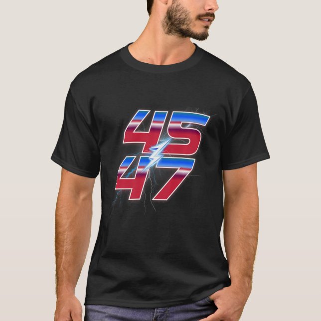 T-shirt Trump 45 47 Election Victory Racing Logo Style (Devant)
