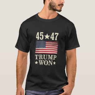 T-shirt Trump a gagné 2024 45 47e président drapeau États-