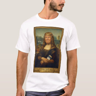 T-shirt Trump-a-Lisa Classique Parodie d'Art Dessin Poli