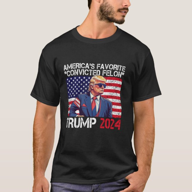 T-shirt Trump Amériques Favorite Condamné Felon Retro USA (Devant)