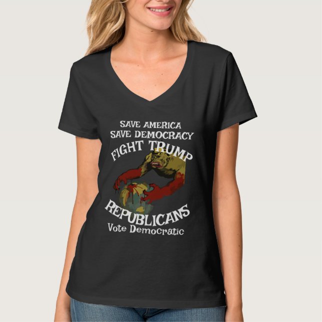 T-shirt Trump Auschwitz V Neck (Devant)