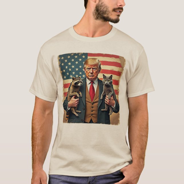 T-shirt Trump avec une chemise Raccoon de chat - Drôle cad (Devant)