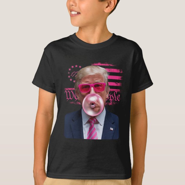 T-shirt Trump Bubble Gum Rose Gles 4 Juillet Drapeau Améri (Devant)