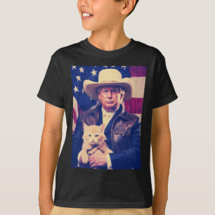 T-shirt Trump Cat Shirt Funny Cowboy Donald Trump 2024 Ame