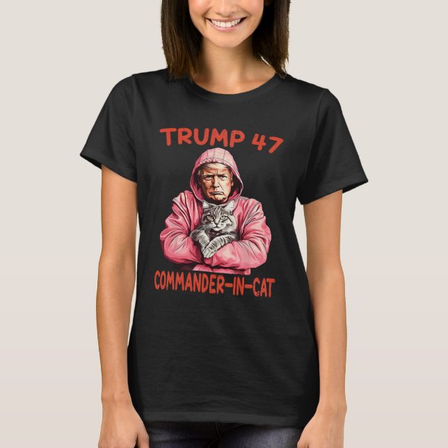 T-shirt Trump Commandant En Chat Drôle Chat Et Trump (Devant)