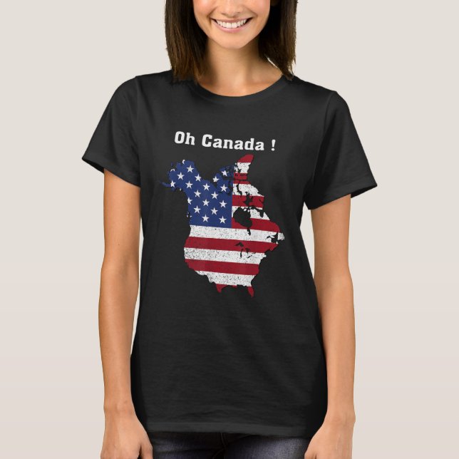 T-shirt Trump Dit Oh Canada Map America (Devant)