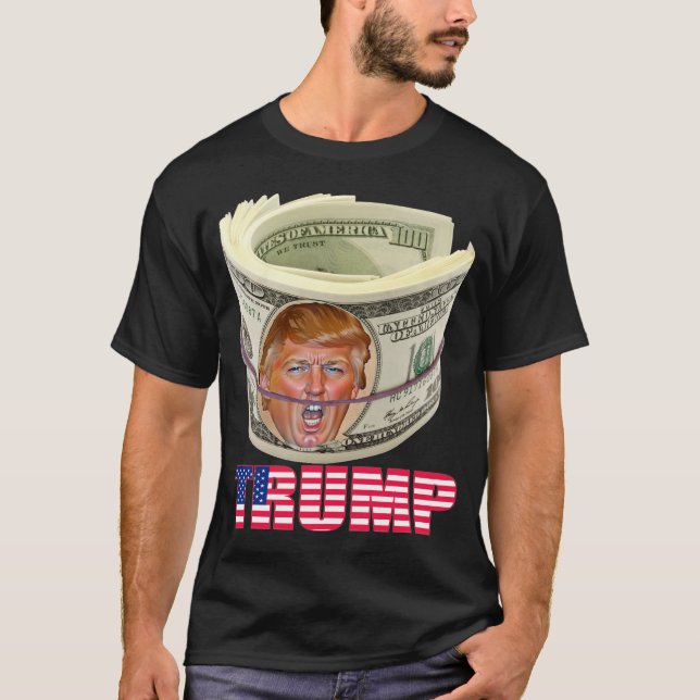T-shirt Trump Face on Money with Flag Design, je suis aux  (Devant)