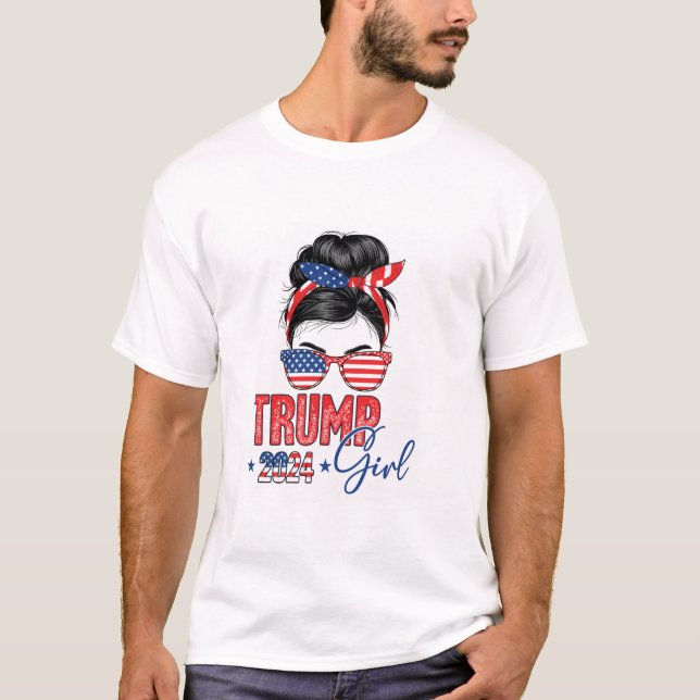 T-shirt Trump Girl Funny Messy Bun (Devant)