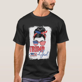 T-shirt Trump Girl Funny Messy Bun Trump 2024 Election Ame