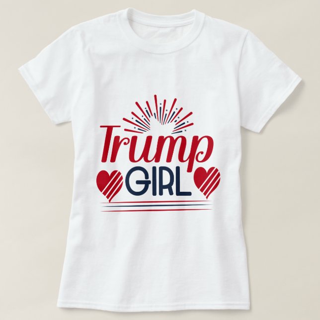 T-shirt Trump Girl Hearts & Fireworks (Design devant)
