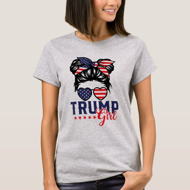 T-shirt Trump Girl Messy Bun Trump Élection 2024 (Devant)