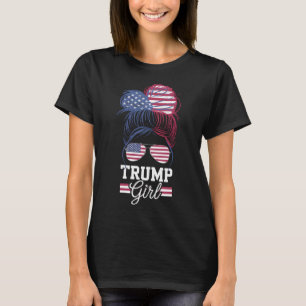T-shirt Trump Girl Messy Bun USA 47 Président