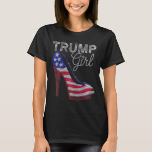 T-shirt Trump Girl Stilettos High Heel American Flag Bling