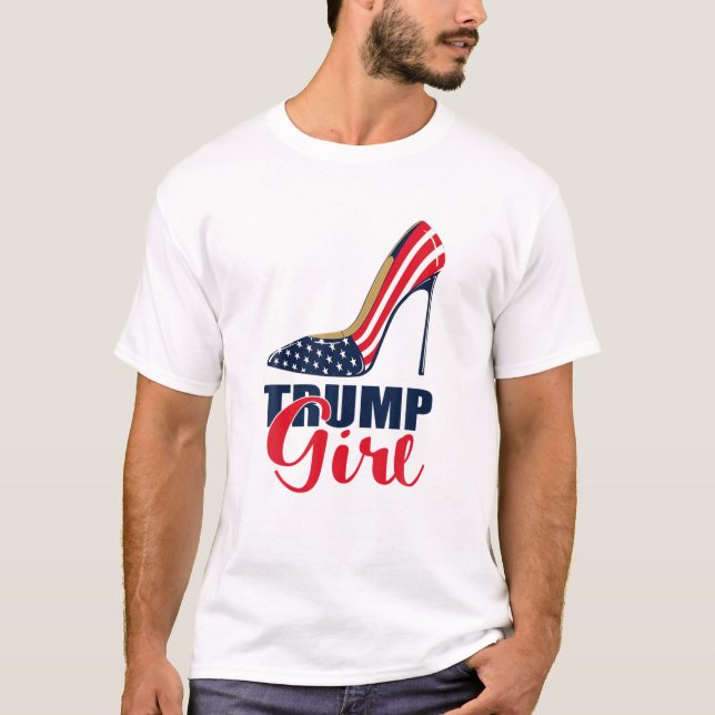 T-shirt Trump Girl Stilettos High Heel American Flag Trump (Devant)
