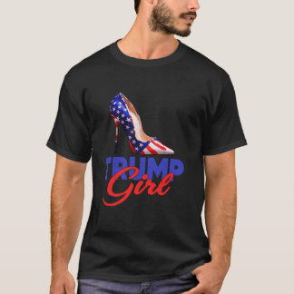 T-shirt Trump Girl Stilettos High Heel American Flag Trump