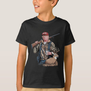 T-shirt Trump Hunting Deer (avant et arrière) Make Hunting