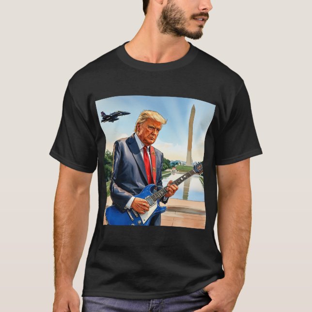 T-shirt Trump jouant à la guitare électrique du monument d (Devant)