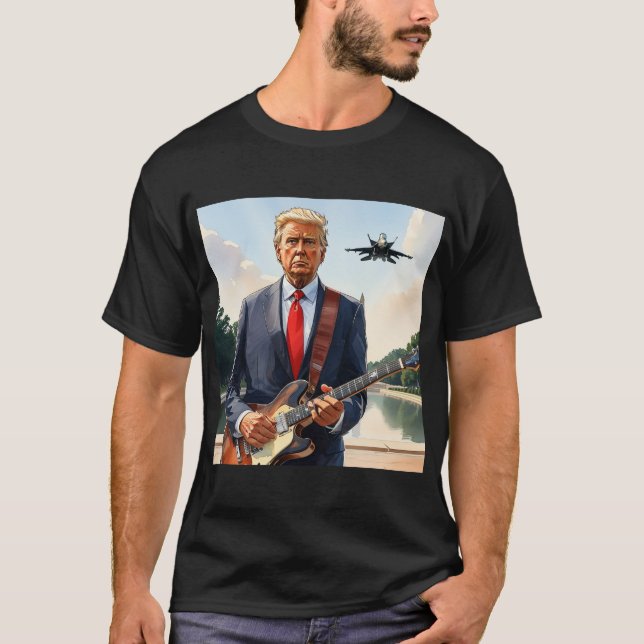 T-shirt Trump jouant à la guitare électrique du monument d (Devant)
