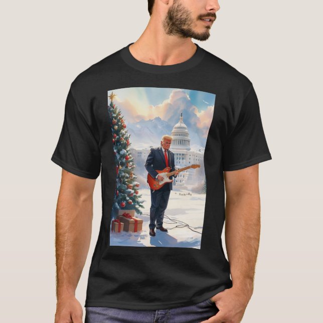 T-shirt Trump jouant à la guitare électrique Noël US Capit (Devant)