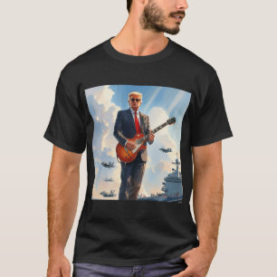 T-shirt Trump jouant de la guitare électrique sur les port
