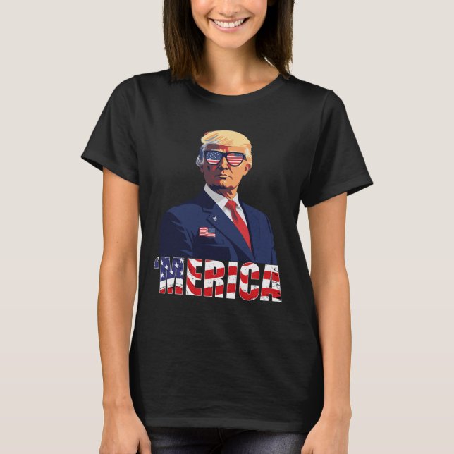 T-shirt Trump Merica Trump 4 juillet le drapeau américain (Devant)