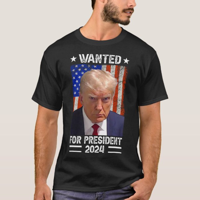 T-shirt Trump Mug Tiré Recherché Aux États-Unis Président  (Devant)