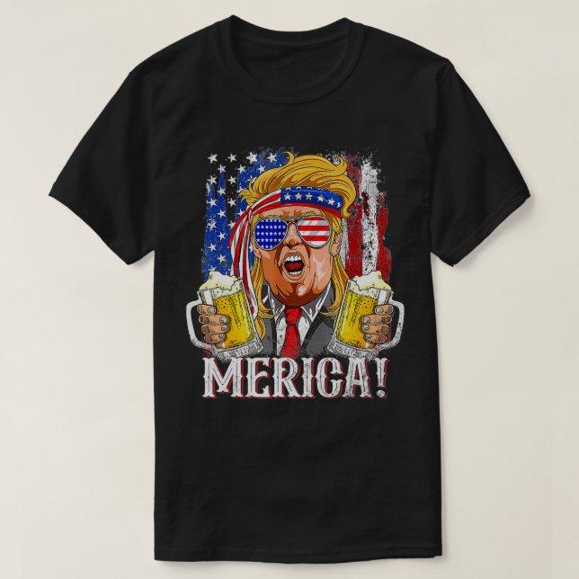 T-shirt Trump Mullet 4 juillet États-Unis Drapeau américai (Design devant)