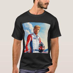 T-shirt Trump Racing Pilote de voiture de course avec casq