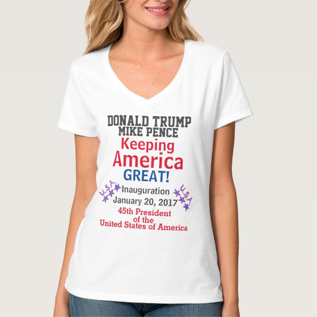 T-shirt Trump Red White Blue EDIT NOMS DATE (Devant)