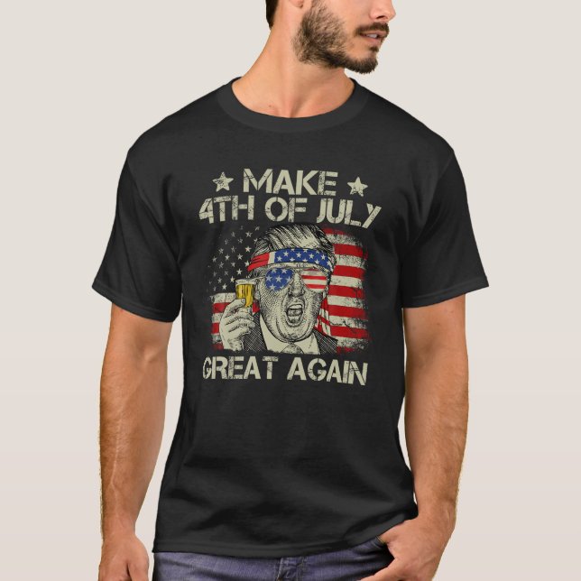 T-shirt Trump rend 4 juillet grand à nouveau la bière amér (Devant)