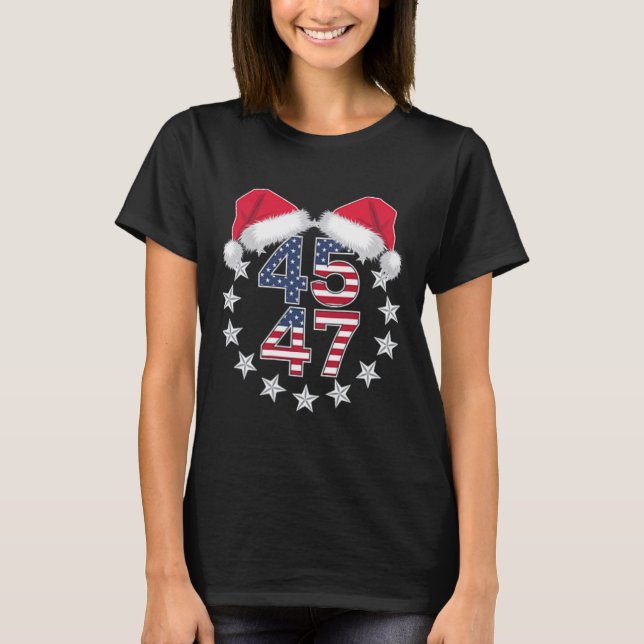 T-shirt Trump Retour 45 47 Président Usa Santa Hat Christ (Devant)