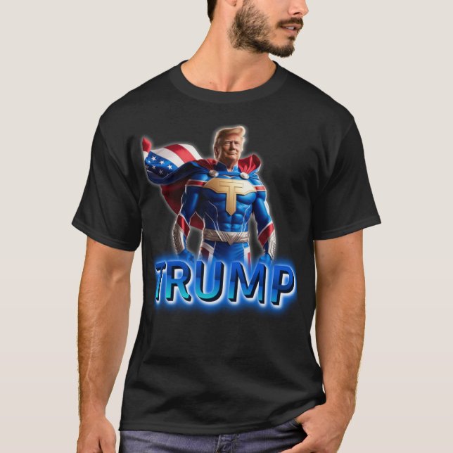 T-shirt Trump Superhero : Conception du pouvoir patriotiqu (Devant)