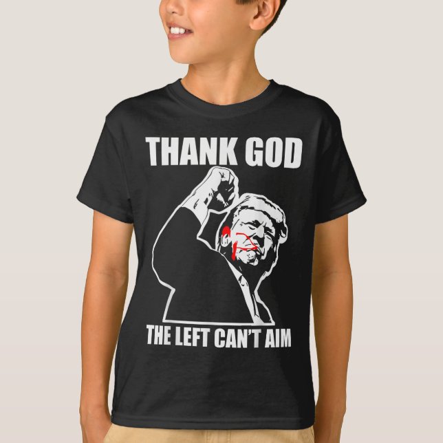 T-shirt Trump Thank God The Left Can't Aim , Small, Black  (Devant)