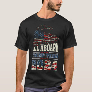 T-shirt Trump Train 2024 - Drapeau Vintage américain 