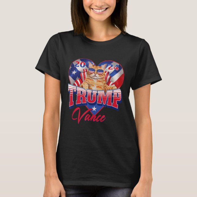 T-shirt Trump Vance 2024 Cat Heart Président politique amé (Devant)