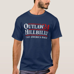 T-shirt Trump Vance 2024 Outlaw Hillbilly USA Drapeau Vint