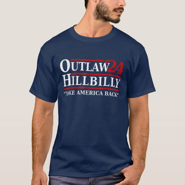 T-shirt Trump Vance 2024 Outlaw Hillbilly USA Drapeau Vint (Devant)