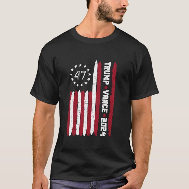 T-shirt Trump Vance 2024 Reprenez l'Amérique Drapeau améri (Devant)