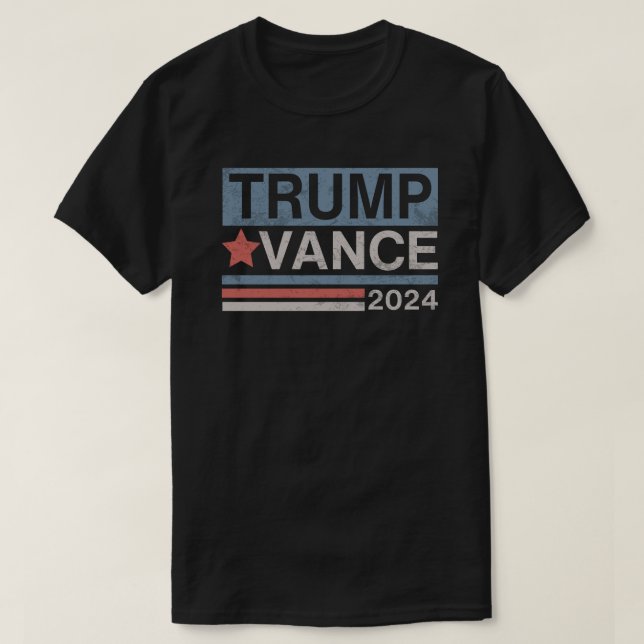 T-shirt Trump Vance 2024 Retro Stripe Trump (Design devant)
