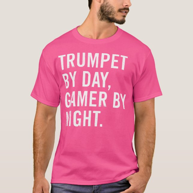 T-shirt Trumpet By Day Gamer By Night 	 - Unisex Adultskid (Devant)