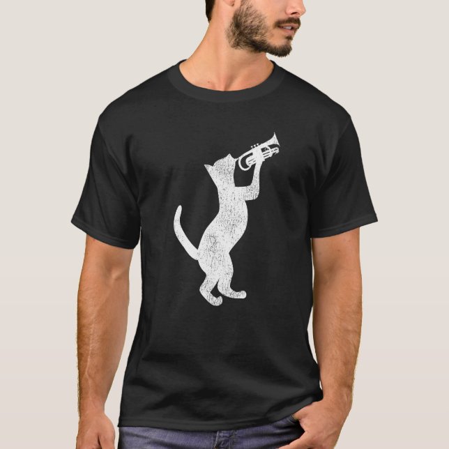 T-shirt Trumpet Player Chat Vintage (Devant)