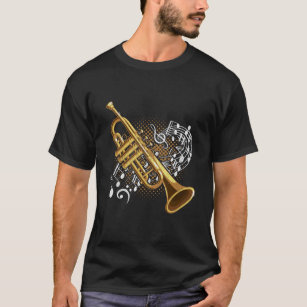 T-shirt Trumpet Player Musical Notes Jazz Music Art