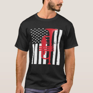 T-shirt Trumpet USA American Flag Jazz Music For Trumpet