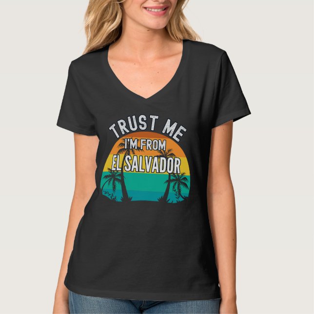 T-shirt Trust Me I'm From El Salvador Tropical Trees Vinta (Devant)
